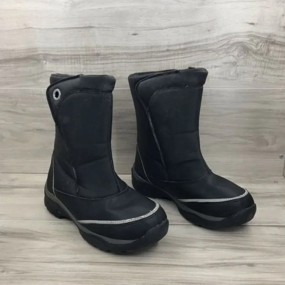 Lands End Boots Youth 5 Black Snow Winter Hook and Loop